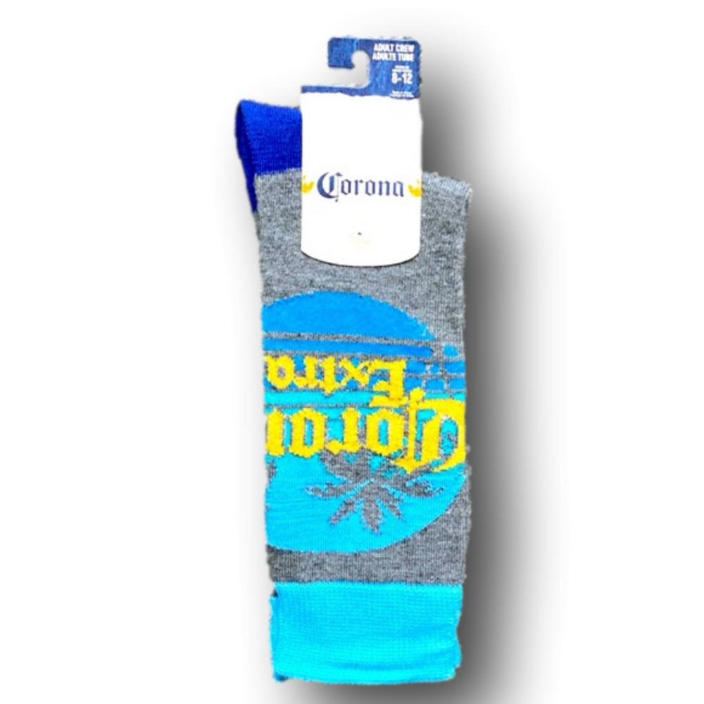 3/$20 Corona Extra Beer Logo Funny Novelty Crew Socks - Brand New